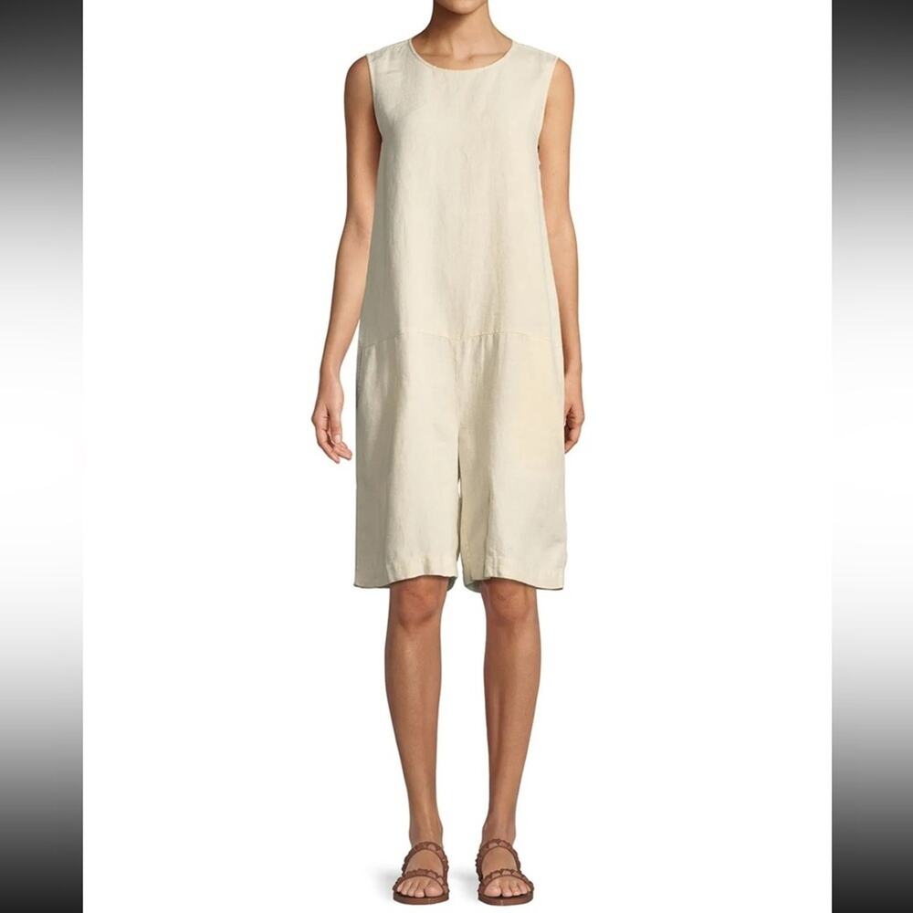 Eileen Fisher Organic Linen Relaxed Romper/Jumpsuit Women’s s Size Large - Picture 6 of 13
